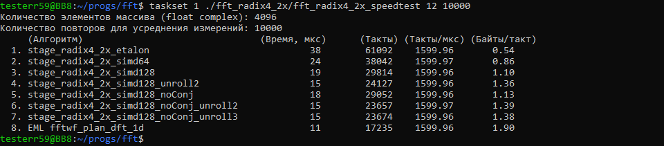 Пишу алгоритм FFT на Си для процессора Эльбрус - 114